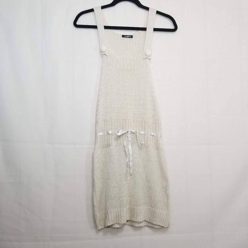 Sabra knit dress bib overalls cream size S to L